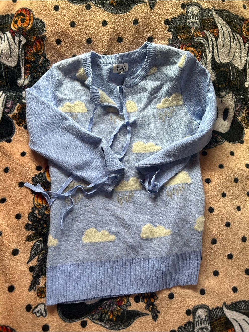 Unique Vintage Light Blue Cloud Knit Sweater